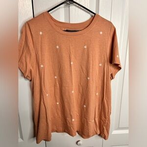 Lane Bryant Women’s Peach Orange Crew-Neck Daisy Embroidery Graphic Tee 18/20